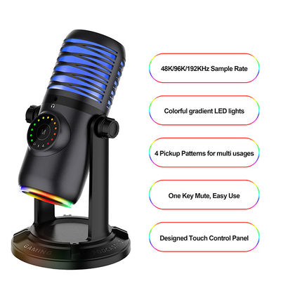 Stromende Podcast-Condensatormic USB RGB Gokkenmicrofoon voor Laptop PC PS4 PS5