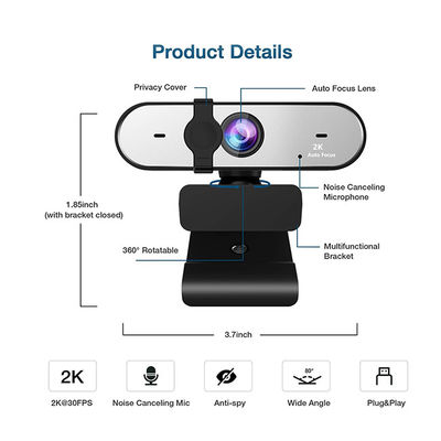 Volledige HD Webcam 1080P 60FPS USB PC Webcam van 2K Autofocus met Dubbele Microfoon