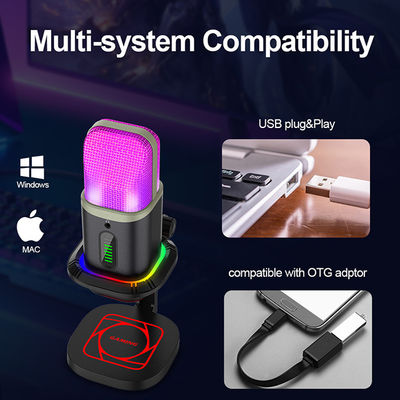 RGB USB-Cardioid Microfoon In alle richtingen van de Condensatormicrofoon met LEIDENE Lichten