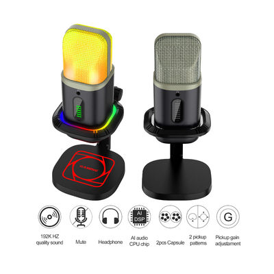 RGB USB-Cardioid Microfoon In alle richtingen van de Condensatormicrofoon met LEIDENE Lichten